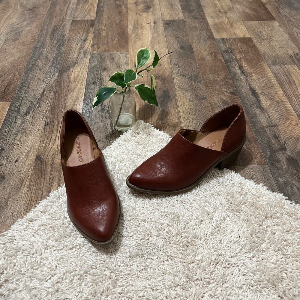 Cynthia Rowley Size 8 M Brown Faux Leather Point Toe Block Heel Eddie Booties